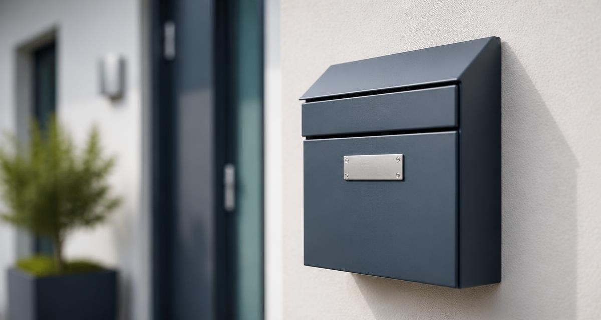 Moderner Briefkasten mit sauber angebrachtem Firmenschild an einer Hauswand